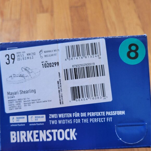Birkenstock 39 MAYARI‎ SHEARLING Brown Leather Sandals 8 - Picture 5 of 12